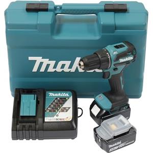Makita DHP490RFX3 - Trapano avvitatore a percussione a batteria, 18 V/3,0 Ah, 2 batterie + caricatore in valigetta + set di accessori da 74 pezzi