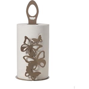 Arti & Mestieri Porta Rotoli Farfalloso in Ferro Beige - Design Elegante con Farfalle Traforate, 15 x 33 cm