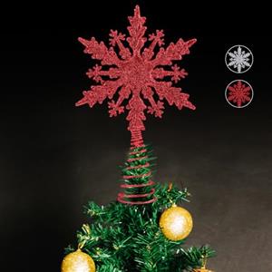 NOCHME Punta per albero di Natale a forma di fiocco di neve, super lucida, 5,5 x 9 pollici, punta a stella per albero di Natale, decorazione natalizia rossa