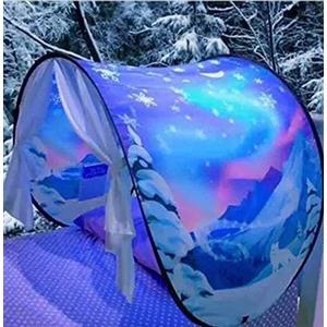 LEEMASING Tenda da letto fantasy, divertente, pieghevole, pop up, per interni ed esterni, misura doppia, per ragazzi e ragazze, tenda per bambini, casetta per bambini (Il paese delle meraviglie d'inverno)