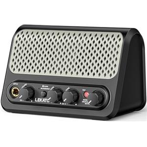 LEKATO Mini amplificatore per chitarra elettrica portatile da 10 W con canale Clean e Overdrive, Reverb e connessione Bluetooth