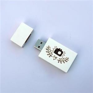 Desuerte Chiavetta USB 2.0 da 16 GB, in legno bianco, incisione con fotocamera e cuore, regalo per fotografi e matrimoni