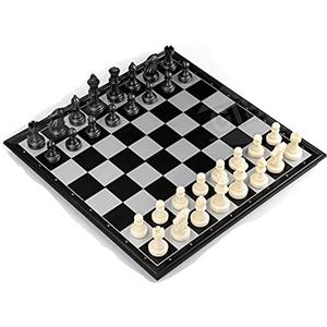 GUTEINTE Scacchiera Magnetica Portatile, Portatile Scacchiera Magnetica Chess Dama Scacchi Pieghevole da Viaggio per Adulti e Bambini (classico 20cm, Bianco nero)