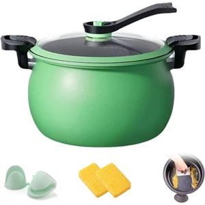 Generic Pentola a pressione antiaderente multifunzionale di grande capacità, micro pentola a pressione da 8 QT, pentola a pressione per microonde con manico anti-scottatura e coperchio in vetro visivo per