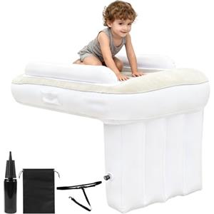 GAOUTO Lettino gonfiabile per bambini, 80 x 50 x 60 cm, letto da viaggio per bambini, con pompa ad aria e borsa di stoccaggio, per bambini, aereo e aereo, prolunga portatile per voli auto e aerei