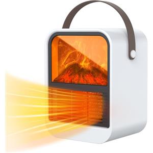 Tiptop Home Termoventilatore da Bagno, Portatile Stufetta Elettrica per Caminetto, Effetto fiamma 3D realistico, 1000W/650W & Protezione Tip-Over a PTC Termoventilatore Ceramica per uso Interno, Sala Ufficio