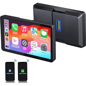 CARabc Display touchscreen premium CARabc DB601 da 6'' per moto BMW, CarPlay wireless e Android Auto, impermeabile IP68, GPS integrato, Wi-Fi 5G, supporto Siri e Google Assistant