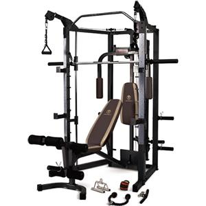 MARCY Macchina Smith e Panca Pesi Combo Unisex - Grigio, 136 kg di capacità, 90 kg su pulegge