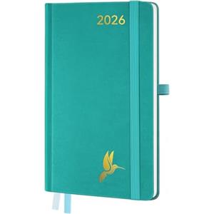 FEKSINO Agenda Settimanale 2026 Piccola 18 x 9,8 cm -1 Settimana 2 Pagine - Weekly Planner 12 Mesi da gennaio 2026 a dicembre 2026, Copertina Rigida in Pelle PU,Blu