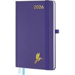 FEKSINO Agenda Settimanale 2026 Piccola 18 x 9,8 cm -1 Settimana 2 Pagine - Weekly Planner 12 Mesi da gennaio 2026 a dicembre 2026, Copertina Rigida in Pelle PU, Viola
