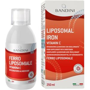 Bandini® Ferro Liposomiale Liquido con Ferro + Vitamina C | Alto Dosaggio e Assorbimento | Alta Biodisponibilità | Vegan e Senza OGM | Flacone da 250ml con Tappo Dosatore | Contrasta la Stanchezza