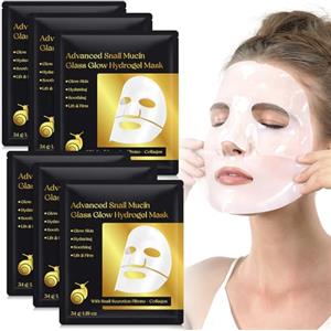 KLLALO Maschera in fogli alla mucina di lumaca -maschera viso al collagene idratante profonda in idrogel con mucina di lumaca con siero di mucina di lumaca, maschera viso idratante antirughe (6ea)