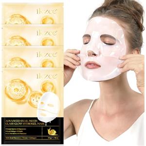 KLLALO Bio Collagen Real Deep Mask, Maschera in fogli alla mucina di lumaca, maschera viso al collagene idratante profonda in idrogel con mucina di, maschera viso idratante antirughe (4 Pezzi)