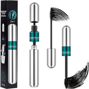 HOUSN Mascara Volumizzante e Allungante, 2 in 1 4D Fiber Nero Lash Mascara con Fibre Allunganti -Senza Grumi E Resistente All'acqua, Ciglia Extra Volume