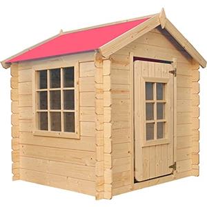 TIMBELA Casetta per Bambini Giardino in Legno L111xL113xA121cm/0,9 m2 - gioco da esterno - Timbela M570R-1 (tetto rosso)