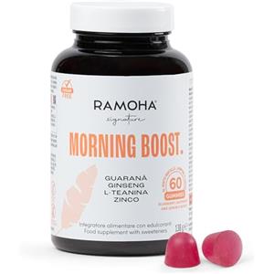 RAMOHA 60 Gummies per Energia Mentale & Focus | Guaranà, Ginseng, L-Teanina + Vit. B6-B12 & Zinco | Ideali per Studio e Lavoro Intenso | Chiarezza e Lucidità - senza Agitazione | Morning Boost - Ramoha