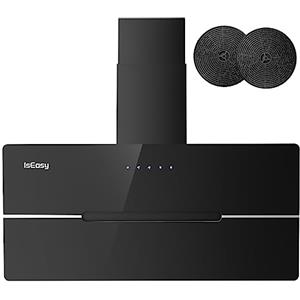 IsEasy Cappa Aspirante 90cm, Cappa Cucina di Scarico/Ricircolo con 578 m³/h Forte Potenza di Aspirazione, 3 Livelli di Regolazione, Funzionamento Touch, 58 dB, Nero, Efficienza A++