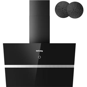 IsEasy Cappa Cucina 60cm, Cappa Aspirante di Scarico/Ricircolo con 524 m³/h Forte Potenza di Aspirazione, 4 Livelli di Regolazione, Funzionamento Touch, 58 dB, Nero, Efficienza A++
