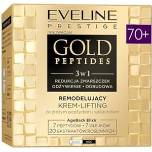 Eveline Cosmetics Gold Peptides - Crema lifting Luxus 70+, antirughe, rassodante e idratante per la pelle matura, 50 ml