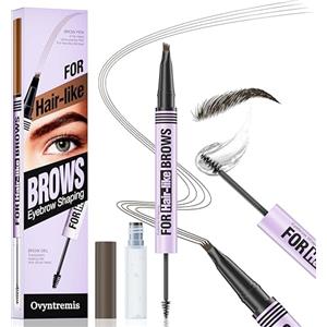 Ovyntremis Matita Sopracciglia 3D Waterproof con Pennello Microblading, Matita Precisa a Lunga Durata per Sopracciglia Naturali e Definite, Make-up Resistente all'Acqua (Marrone scuro)
