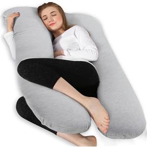 Chilling Home Cooling Cuscino per Gravidanza a Forma di U,Cuscino per chi Dorme sul Fianco con Jersey,traspirante Cuscino per Allattamento,Grande per Donne e chi Dorme sul Fianco (Cooling Grigio)