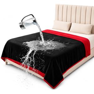 Bedding Aid Copriletto Impermeabile Bedding Aid - Coperta per Cani, Letto (Rosso/Nero, 229 x 274cm)