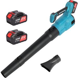 Securex Soffiatore senza fili senza spazzole: con 2 batterie da 4 Ah e caricabatterie, velocità del vento 42 m/s con display a LED, soffiatore elettrico senza fili, per giardino, patio, prato, polvere, cura