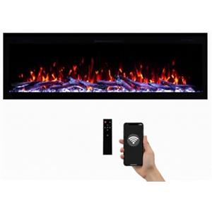 WEKA FIREPLACE Camino Elettrico Weka Fireplace E42 Wi-Fi - da Parete e da Incasso - Potenza 750 W/1500 W, 13 Colori di Retroilluminazione, Effetti Fiamma Regolabili, Protezione contro il Surriscaldamento (107 cm)