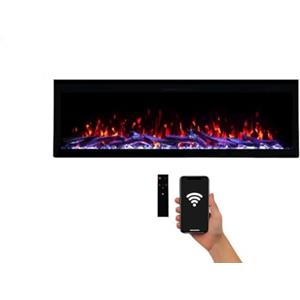 WEKA FIREPLACE Camino Elettrico Weka Fireplace E50 WiFi, Stufa da Parete e da Incasso, Potenza 750 W/1500 W, 13 Colori di Retroilluminazione, Effetti Fiamma Regolabili, Protezione contro il Surriscaldamento (127 cm)