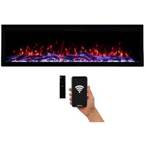 WEKA FIREPLACE Camino Elettrico Weka Fireplace E60 WiFi, Stufa da Parete e da Incasso, Potenza 750 W/1500 W, 13 Colori di Retroilluminazione, Effetti Fiamma Regolabili, Protezione contro il Surriscaldamento (152 cm)