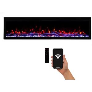 WEKA FIREPLACE Camino elettrico Weka Fireplace 68E WiFi, da parete e da incasso - potenza 750 W/1500 W, 13 colori di retroilluminazione, effetti fiamma regolabili, protezione contro il surriscaldamento (173 cm)