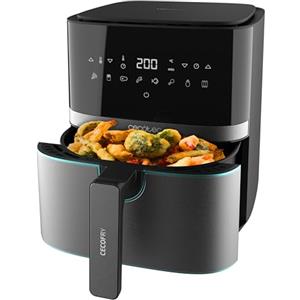 Cecotec Friggitrice ad Aria calda 5.5 L Cecofry Full InoxBlack Pro 5500, 1700 W, Compatta e Digitale, Friggitrice dietetica in Acciaio inox, senza Olio, Tecnologia PerfectCook, Termostato