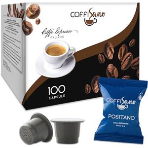 COFFISANO 100 Capsule di Caffè Compatibili con Nespresso Miscela Positano - Espresso Monodose Italiano, Gusto Ricco e Aroma Intenso