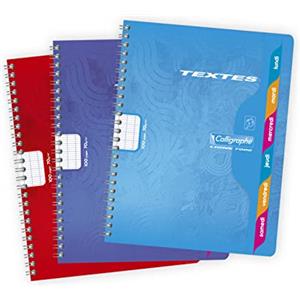 Clairefontaine Calligraphe 352360C Un Quaderno de Texte a spirale (une Marque de Clairefontaine) - 17x22 cm - 100 pagine quadretti grandi - Carta bianca 70 g - copertina carta riciclata verniciata- colore casuale