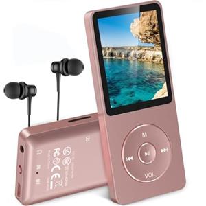 AGPTEK Lettore MP3 Classic 8 GB con Schermo 1,8 Pollici,Radio FM e Registratore e 70 Ore di Riproduzione Prolungata,Piccolo Musicale MP3 Running Sportivo per Bambini/Adulti (Rosa)