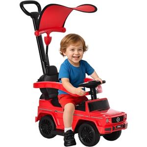HOMCOM Macchina a Spinta per Bambini 12-36 Mesi con Licenza Mercedes-Benz G350, Giocattolo Macchina Cavalcabile con Tettuccio e Maniglia di Spinta, 85.5x40.5x95 cm, Rosso