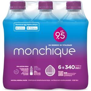Agua de Monchique Acqua minerale alcalina di Monchique, bottiglia da 340 ml, 6 bottiglie, Portogallo