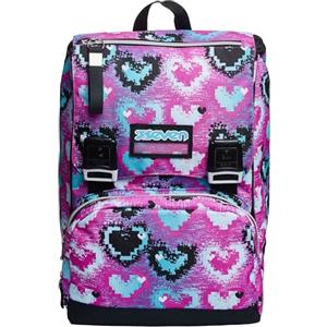 Seven Zaino Scuola Estensibile, Fucsia Fantasia A Cuori, Glossy Girl, Zaino Doppio Scomparto Estensibile Tramite Zip Laterali, Scuola e Tempo libero, Bambina Ragazza