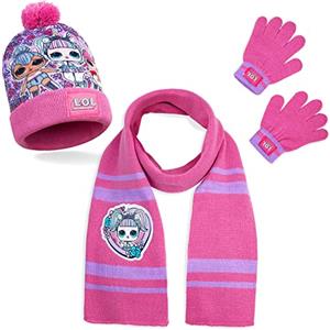 L.O.L. Surprise! Cappello Sciarpa Guanti Bimba delle Bambole LOL Con Unicorno, Kitty Queen E Queen Bee, Set Invernale Cappello Bambina Invernale Guanti e Sciarpa,Regali Bambina (unicorno 3 pezzi)