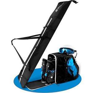 STYNGARD Vancouver - Set di borse da sci [140 cm fino a 200 cm] e borsa per scarponi da sci con scomparto per casco [40 L] (Nero-bianco)