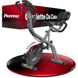 PASYOU Cyclette Pieghevole 3 in 1, Bicicletta magneticaper la Casa, Spinning Bike con monitor LCD e sensore di frequenza cardiaca, Cyclette a 10 livelli di resistenza magnetica,Salvaspazio