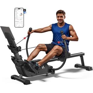 MERACH Vogatore da Casa, Doppie Impugnature Potenziate con Molteplici Modalità di Allenamento, Allenamento Completo del Corpo con l'APP MERACH, Oltre 1000 Corsi da Campione e Giochi con Mappa 3D