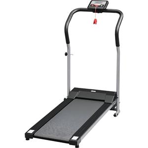 HOMCOM Tapis Roulant Elettrico Pieghevole, Tapis Roulant Elettrico Portatile 1.25HP con Schermo LCD, Velocità 1-10 km/h, Ruote, Allenamento per Casa, Ufficio, Palestra, Nero e Grigio