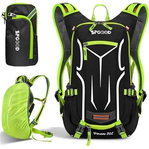 SPGOOD Zaino bici 20L/25L/30L Impermeabile Traspirante per Uomo e Donna con Parapioggia Copricasco Zaino Moto Zaino Sportivo per Ciclismo Escursionismo Campeggio MTB