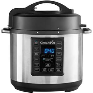 Crock-pot Express MultiCooker 5.6lù, Programmabile, 12 funzioni pre-impostate, Cottura a Pressione, a Vapore, Slow Cooker e Rosolatura, Funzione Warm automatica, Argento-Nero