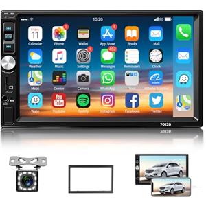 Hodozzy Autoradio 2 Din Bluetooth - Stereo per Auto Player Digitale con Touchscreen 7 Pollici, Hodozzy Lettore Multimediale Auto con Telecamera per Retromarcia, Radio Supporta MirrorLink/FM/USB/AUX/TF/SWC