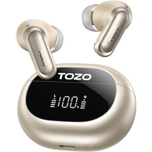 TOZO NC20 Cuffie Bluetooth 5.4, 80H 6Mic ENC Chiamate Cristalline Audio Hi-Res LDAC Traduzione Vocale IA in Tempo Reale Note Riunione IPX8 Rilevamento Automatico Dual Connection Ricarica Wireless