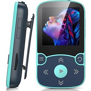 AGPTEK Lettore MP3 Running 32 GB, Lettore MP3 con Clip Bluetooth 5,3, MP3 Player Sport Mini Portatile, Contapassi Integrata, Radio FM, Registrazione, Lettura E-book, Slot TF Fino a 128 GB (Blu)