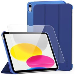 CACOE Custodia Cover Compatibile con iPad 11a Generazione (A16) 11" (2025) / iPad 10a Generazione 10.9" (2022) (A2757/A2777), Ultra Sottile in Pelle con Vetro Temperato Ultra Sottile, Blu Scuro