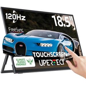 UPERFECT 18,5 Pollici 120Hz Touchscreen Monitor Portatile Full HD Secondo Monitor con Supporto Integrato USB C Mini HDMI per PC Laptop Xbo Switch, Display Mobile Corpo in Metallo, Compatibile con VESA